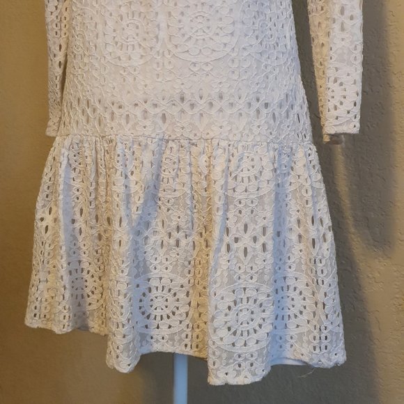 CECE White Eyelet Drop Waist Dress - Picture 4 of 7